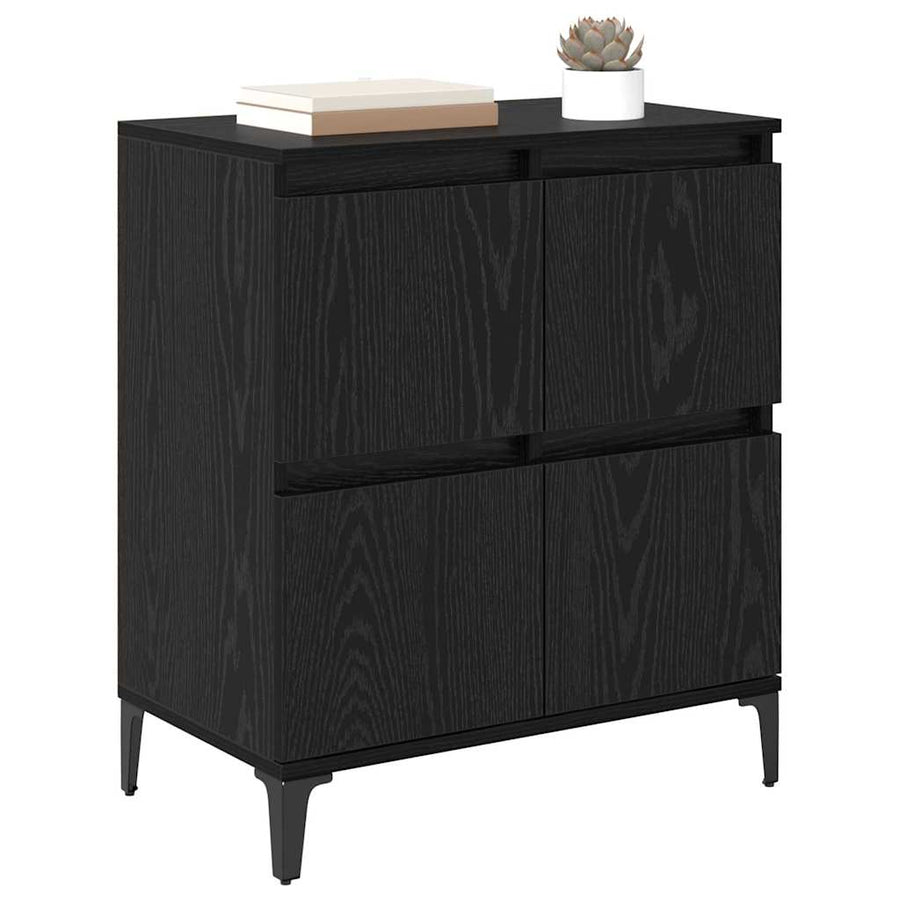 Dressoir Zwart Eiken 60 x 35 x 70 cm Gemonteerd hout en ijzer