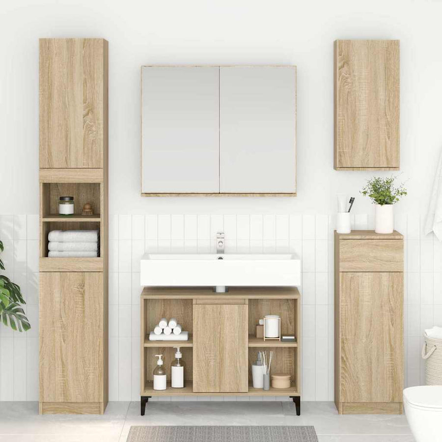 Wastafelkast met plank met opslag Sonoma Eiken 80 x 33 x 60 cm