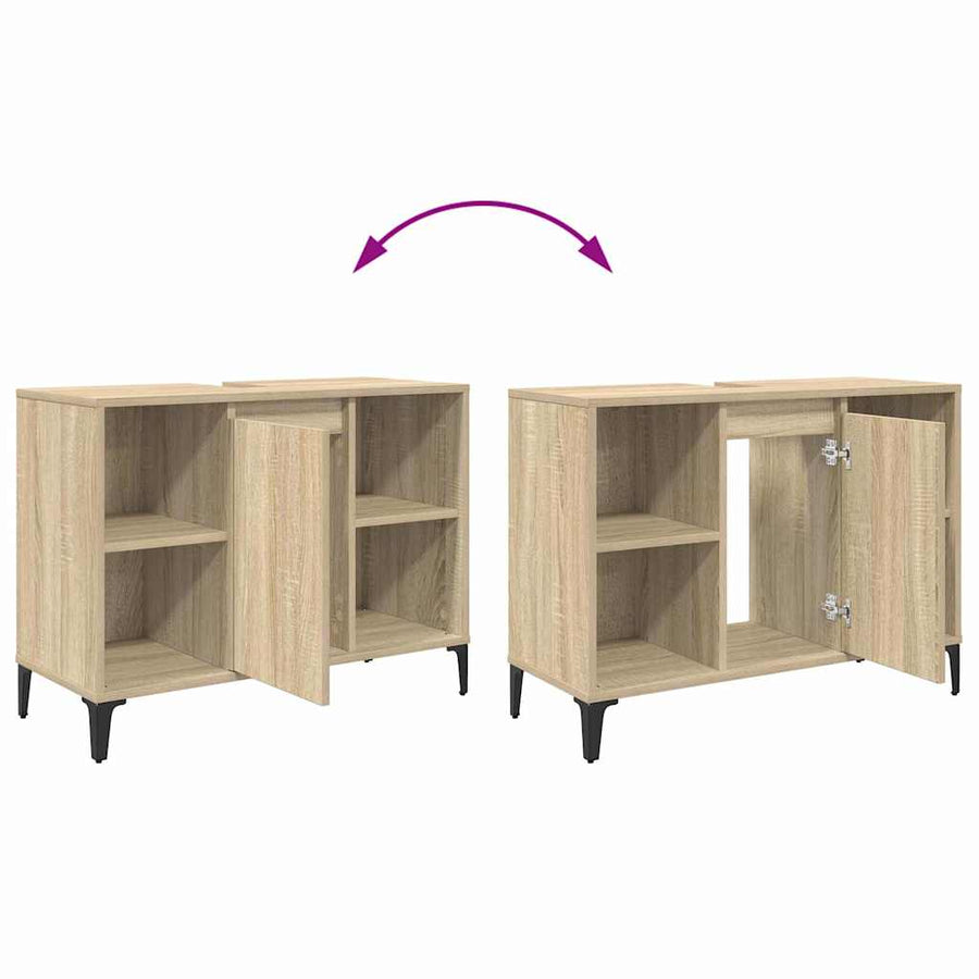 Wastafelkast met plank met opslag Sonoma Eiken 80 x 33 x 60 cm
