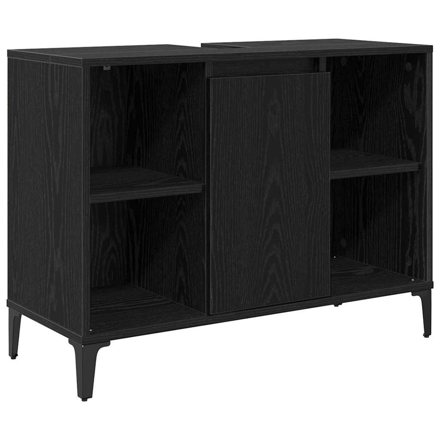 Wastafelkast met plank met opslag Zwart Eiken 80 x 33 x 60 cm