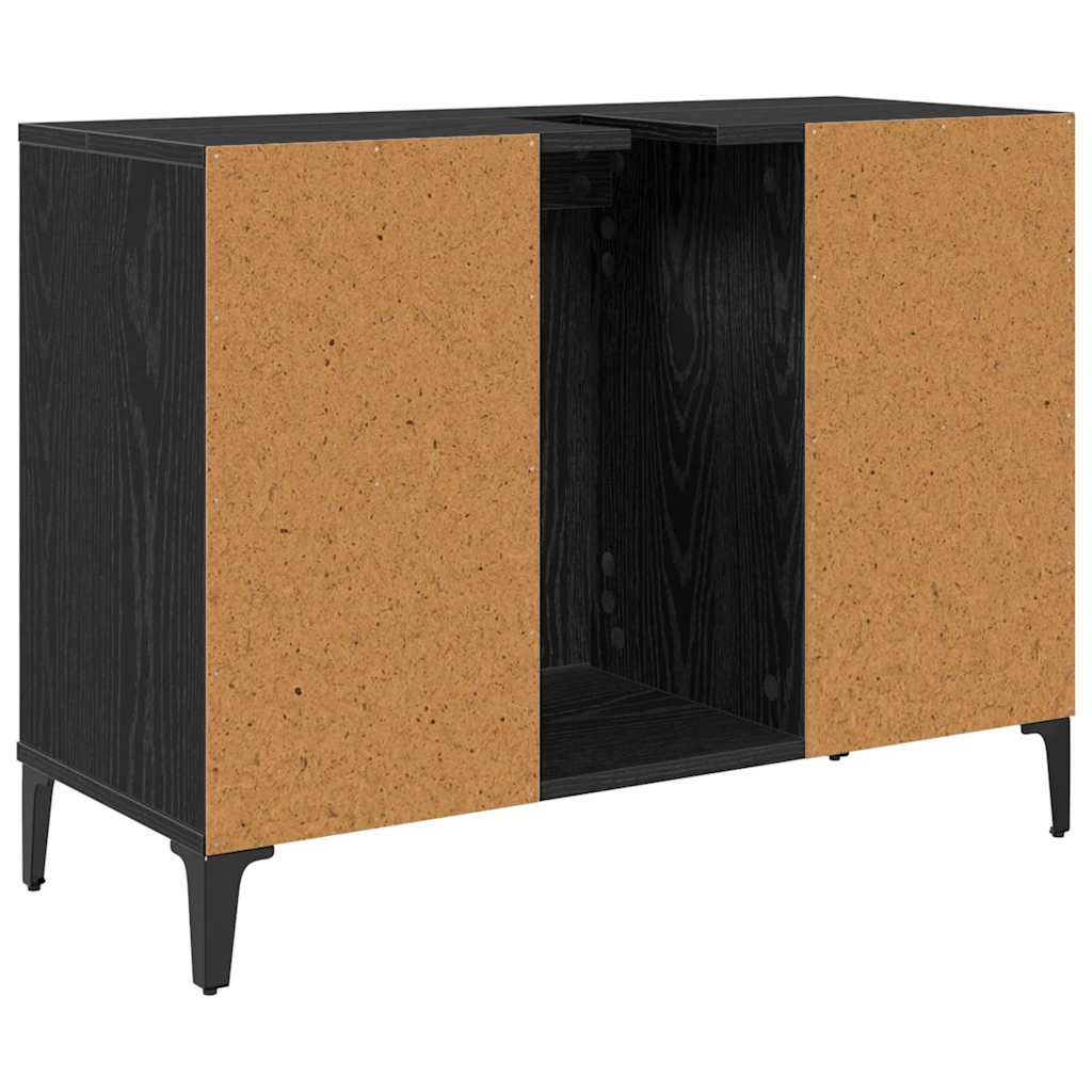 Wastafelkast met plank met opslag Zwart Eiken 80 x 33 x 60 cm