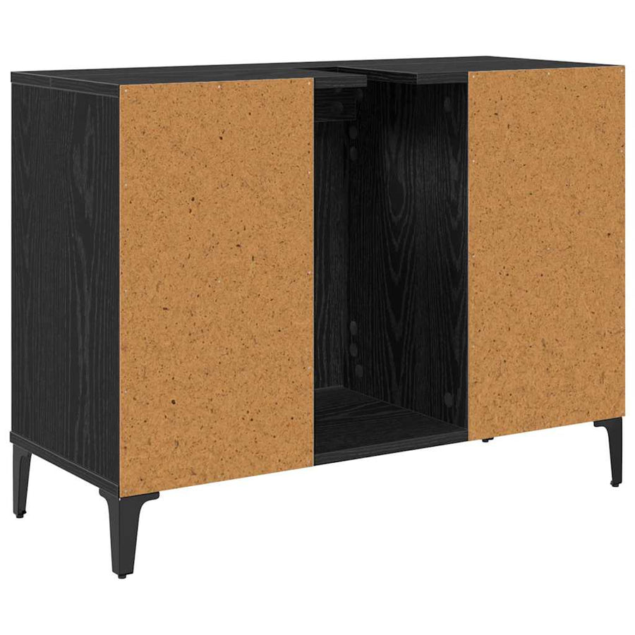 Wastafelkast met plank met opslag Zwart Eiken 80 x 33 x 60 cm