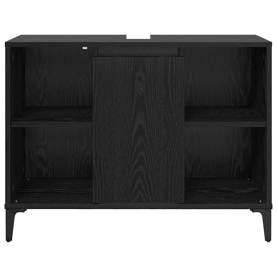 Wastafelkast met plank met opslag Zwart Eiken 80 x 33 x 60 cm