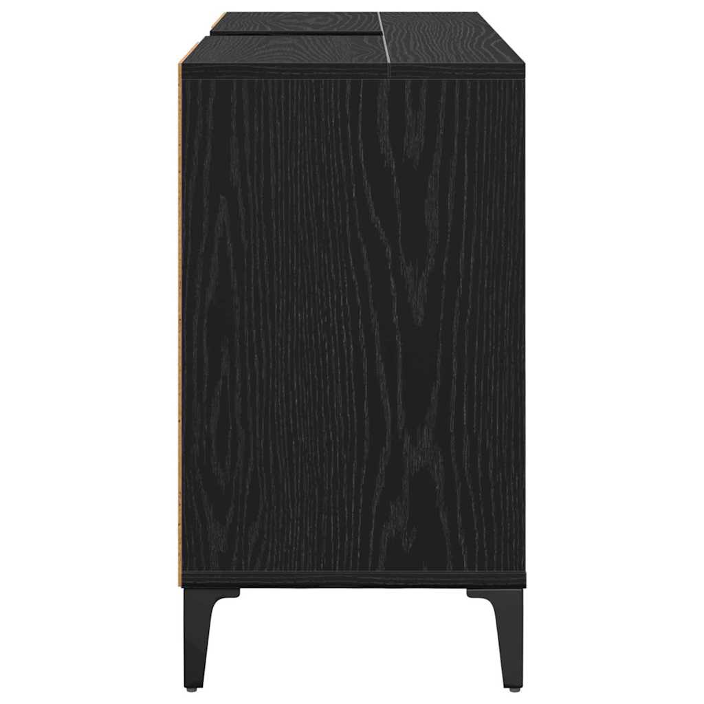 Wastafelkast met plank met opslag Zwart Eiken 80 x 33 x 60 cm