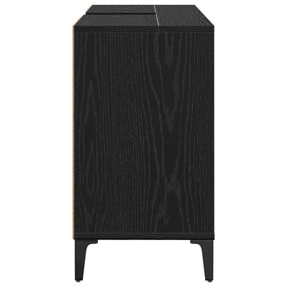 Wastafelkast met plank met opslag Zwart Eiken 80 x 33 x 60 cm