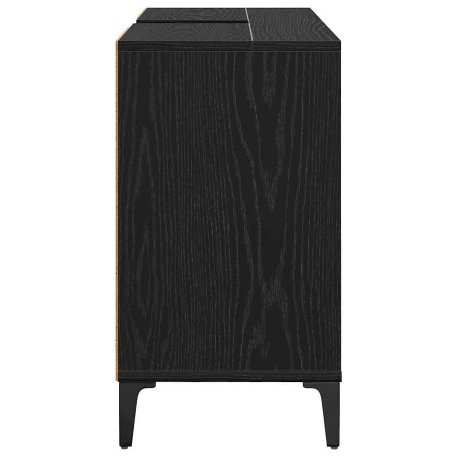 Wastafelkast met plank met opslag Zwart Eiken 80 x 33 x 60 cm