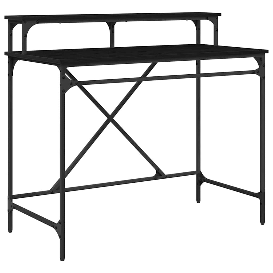 Bureau Zwart Eiken 100 x 50 x 90 cm Bewerkt hout