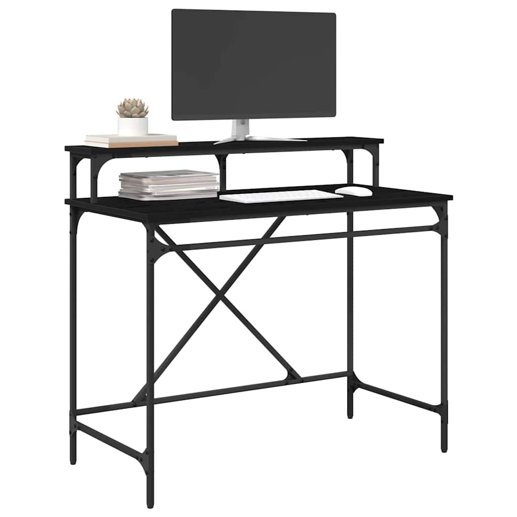 Bureau Zwart Eiken 100 x 50 x 90 cm Bewerkt hout