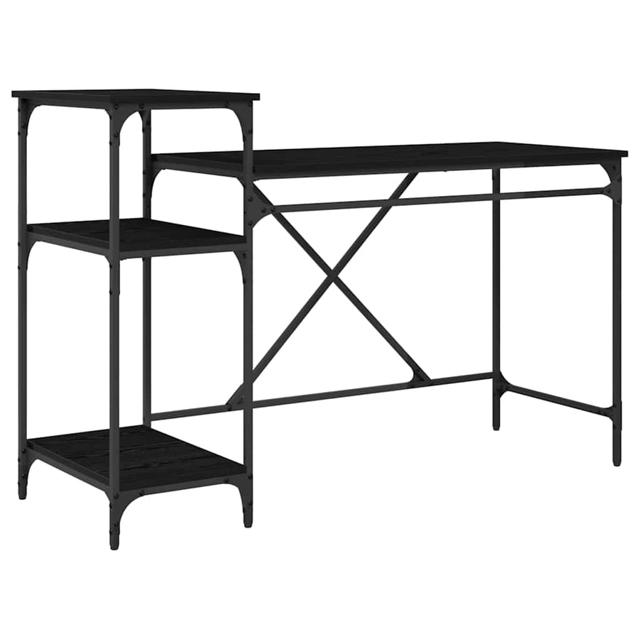 Bureau Zwart Eiken 135 x 50 x 90 cm Bewerkt hout