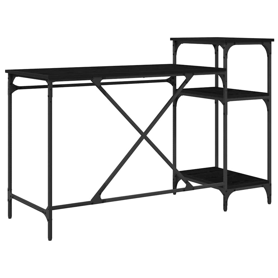 Bureau Zwart Eiken 135 x 50 x 90 cm Bewerkt hout