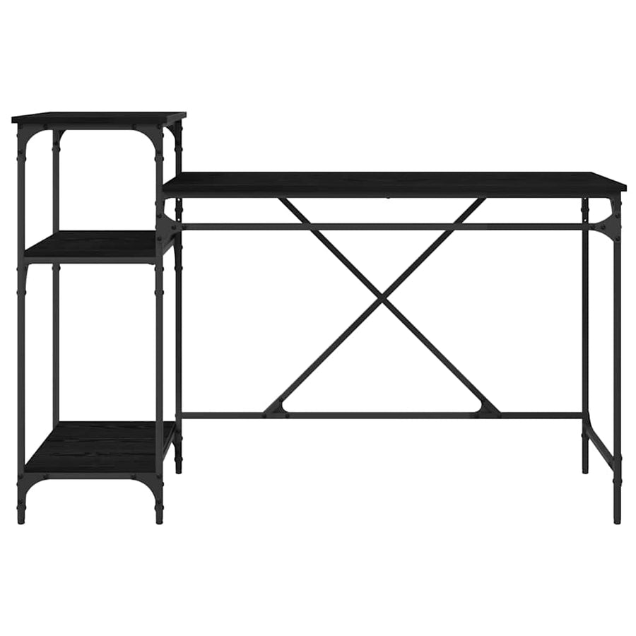 Bureau Zwart Eiken 135 x 50 x 90 cm Bewerkt hout