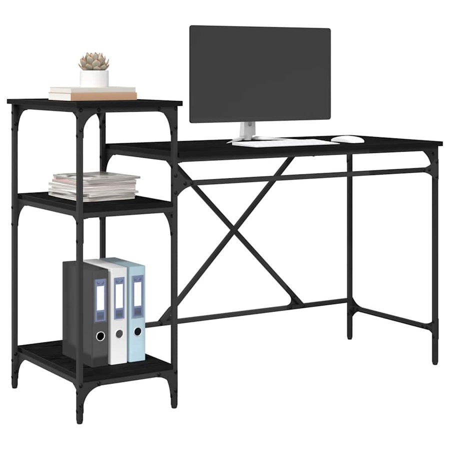 Bureau Zwart Eiken 135 x 50 x 90 cm Bewerkt hout
