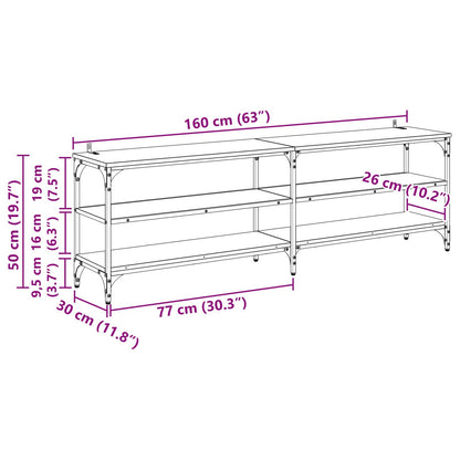 TV-kast Oud Hout 160 x 30 x 50 cm Gemonteerd hout en ijzer