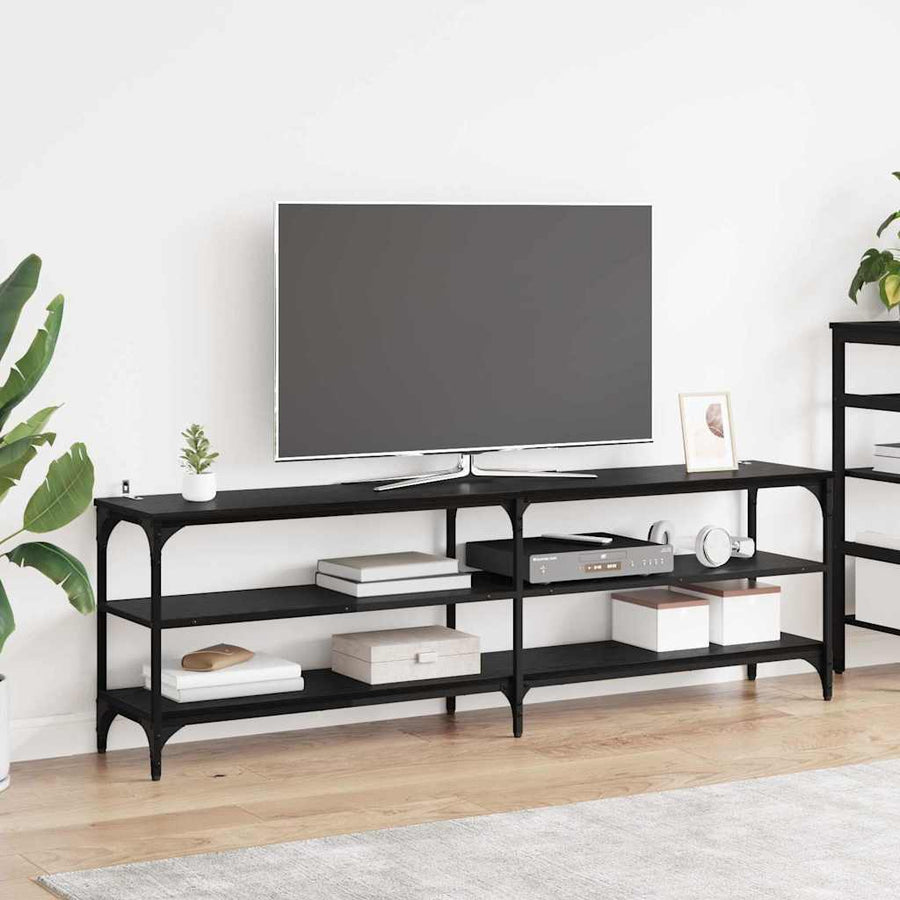 TV-kast Zwart Eiken 160 x 30 x 50 cm Gemonteerd hout en ijzer