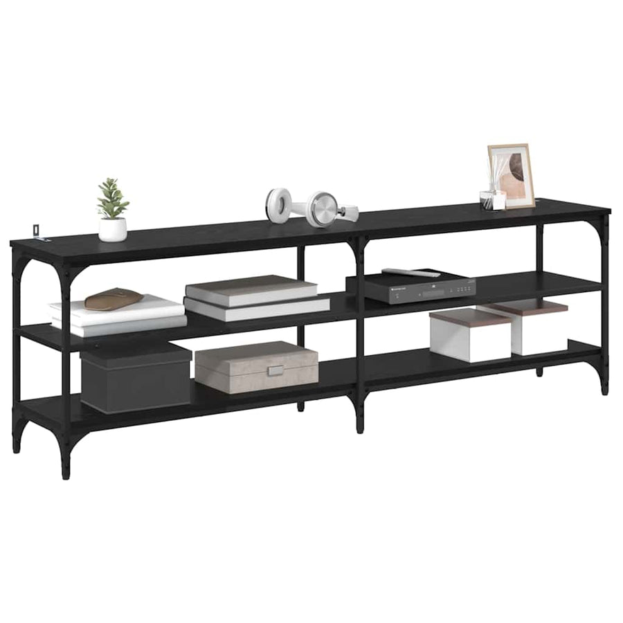 TV-kast Zwart Eiken 160 x 30 x 50 cm Gemonteerd hout en ijzer