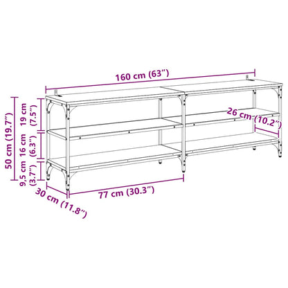 TV-kast Zwart Eiken 160 x 30 x 50 cm Gemonteerd hout en ijzer