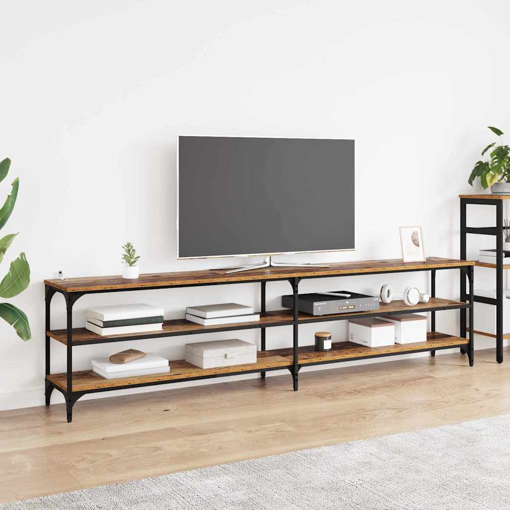 TV-kast Oud Hout 200 x 30 x 50 cm Gemonteerd hout en ijzer
