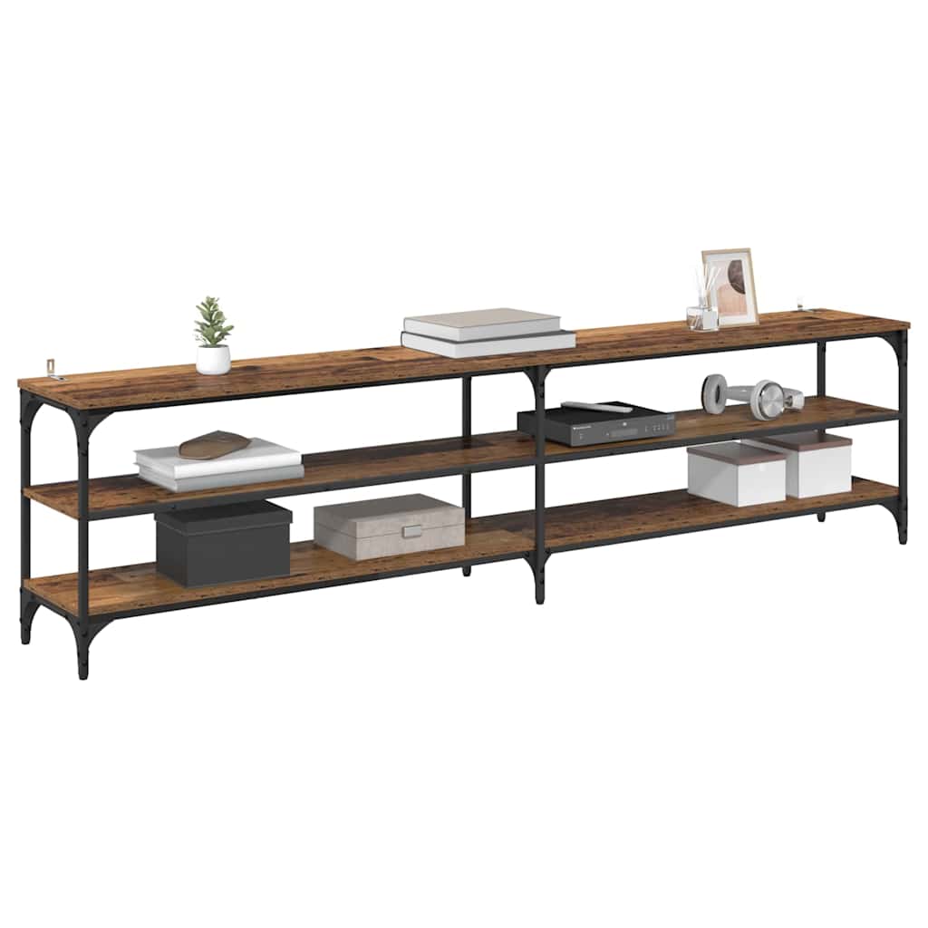 TV-kast Oud Hout 200 x 30 x 50 cm Gemonteerd hout en ijzer