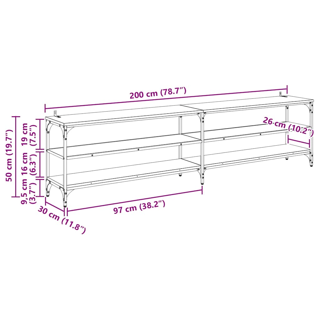 TV-kast Artisan Eiken 200 x 30 x 50 cm Gemonteerd hout en ijzer