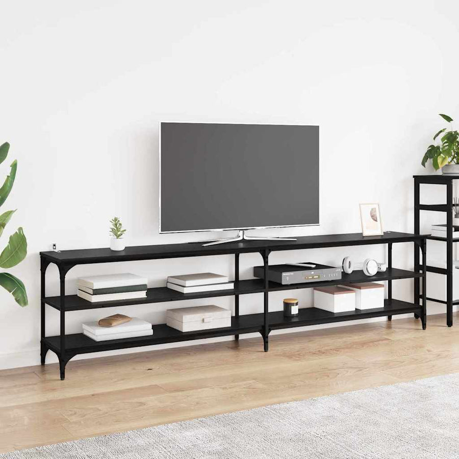 TV-kast Zwart Eiken 200 x 30 x 50 cm Gemonteerd hout en ijzer