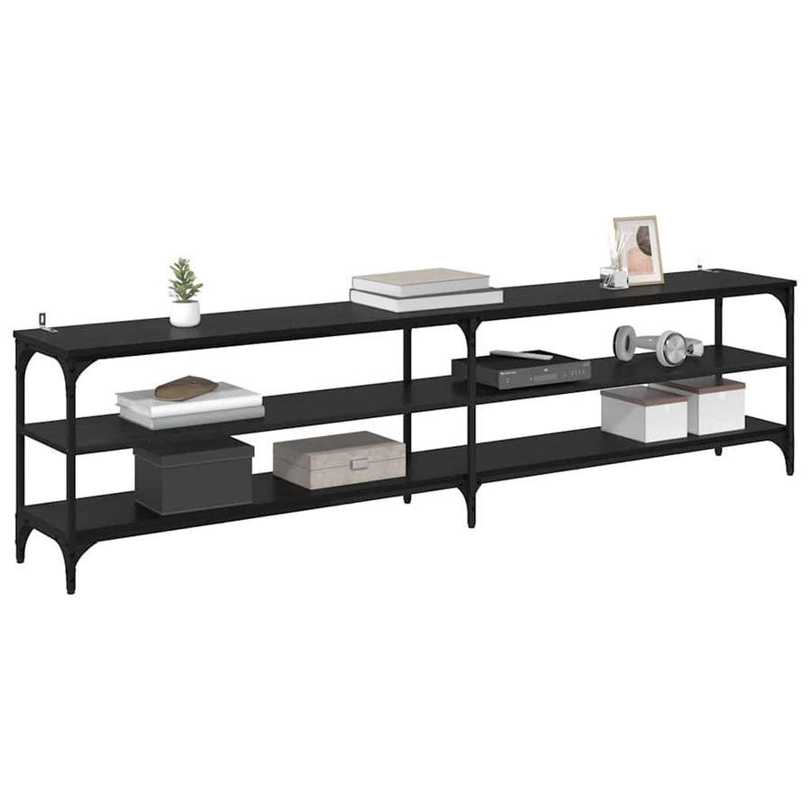 TV-kast Zwart Eiken 200 x 30 x 50 cm Gemonteerd hout en ijzer