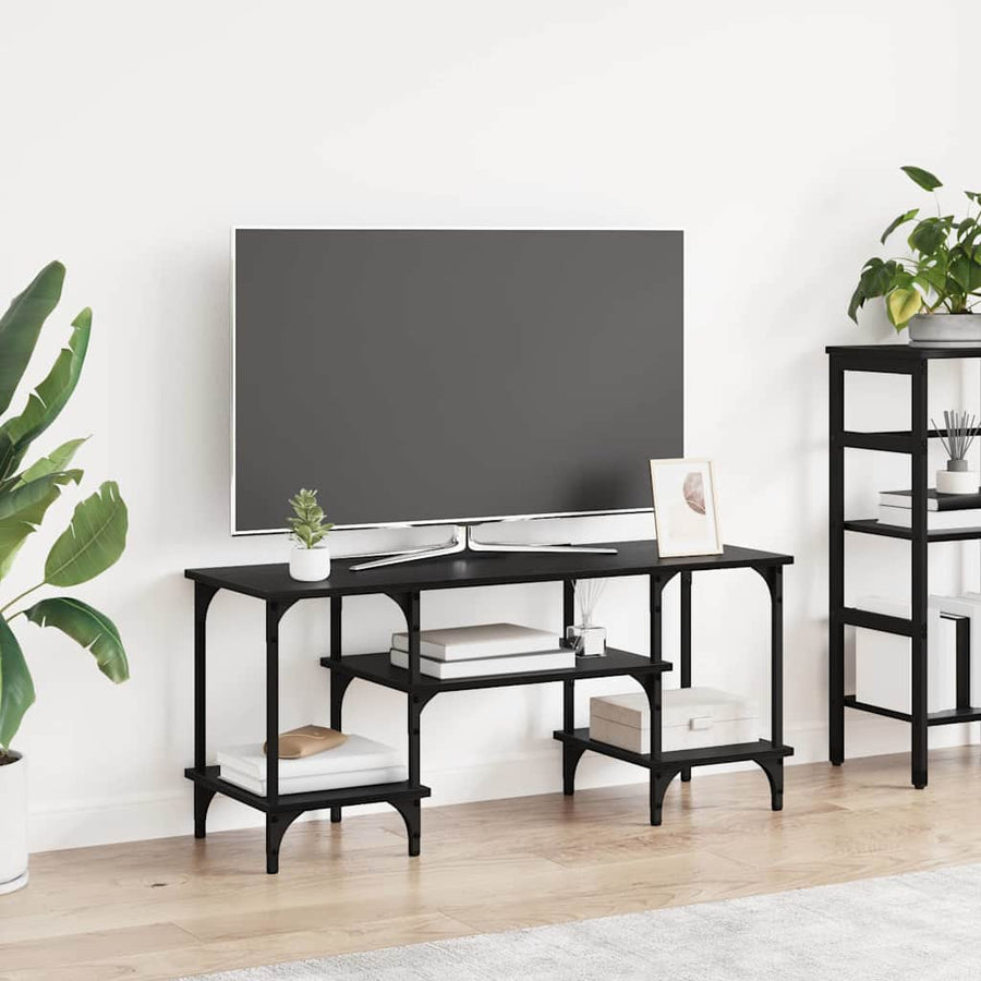 TV-kast Zwart Eiken 102 x 35 x 45,5 cm Gemonteerd hout en ijzer