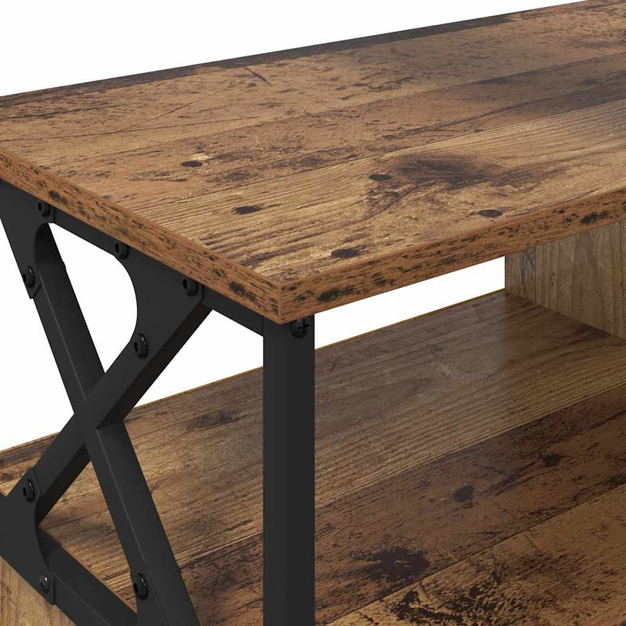 TV-kast Oud Hout 90 x 33 x 45 cm Engineered hout en staal