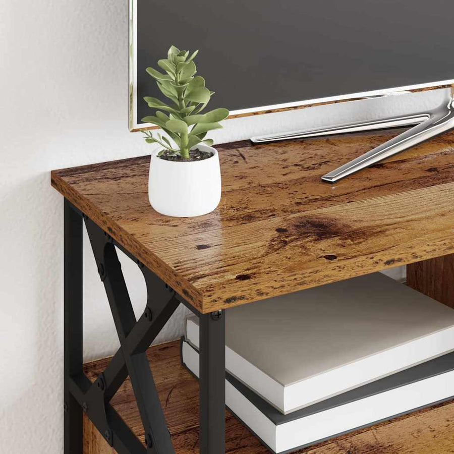 TV-kast Oud Hout 90 x 33 x 45 cm Engineered hout en staal