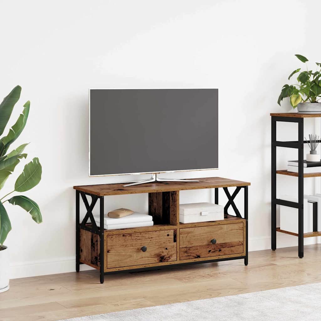 TV-kast Oud Hout 90 x 33 x 45 cm Engineered hout en staal