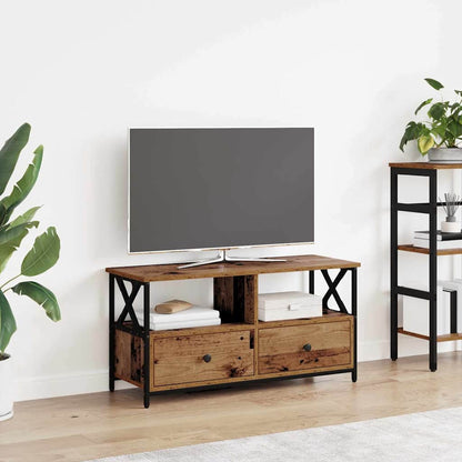 TV-kast Oud Hout 90 x 33 x 45 cm Engineered hout en staal