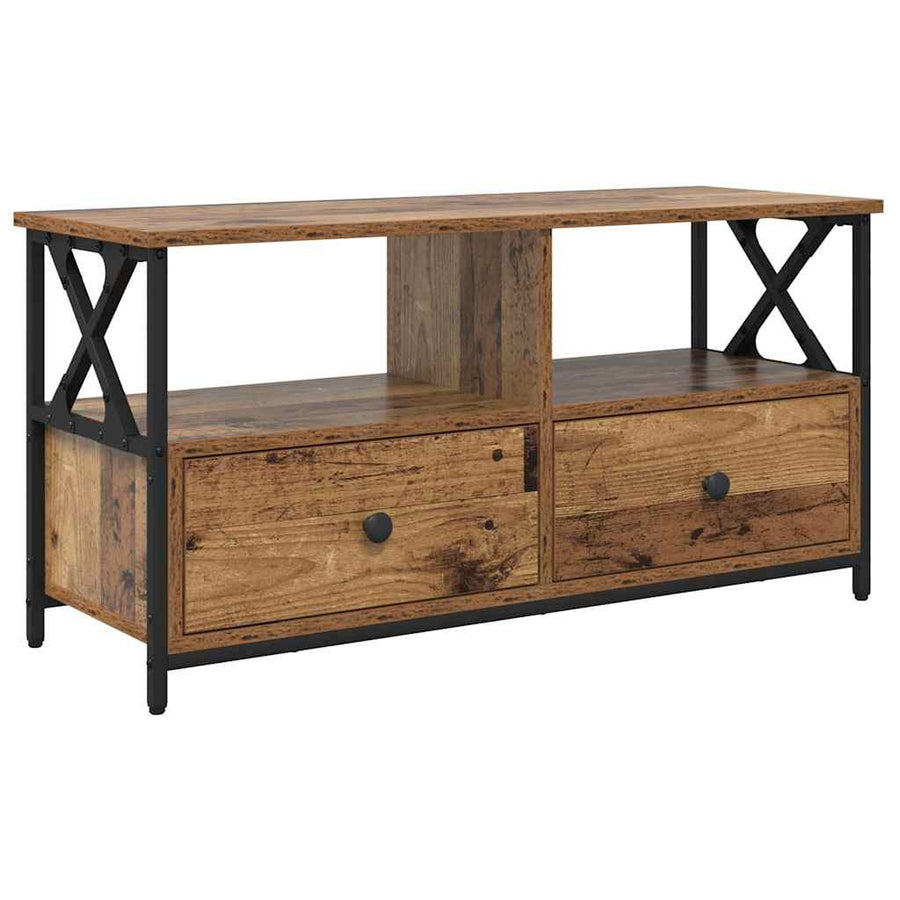 TV-kast Oud Hout 90 x 33 x 45 cm Engineered hout en staal