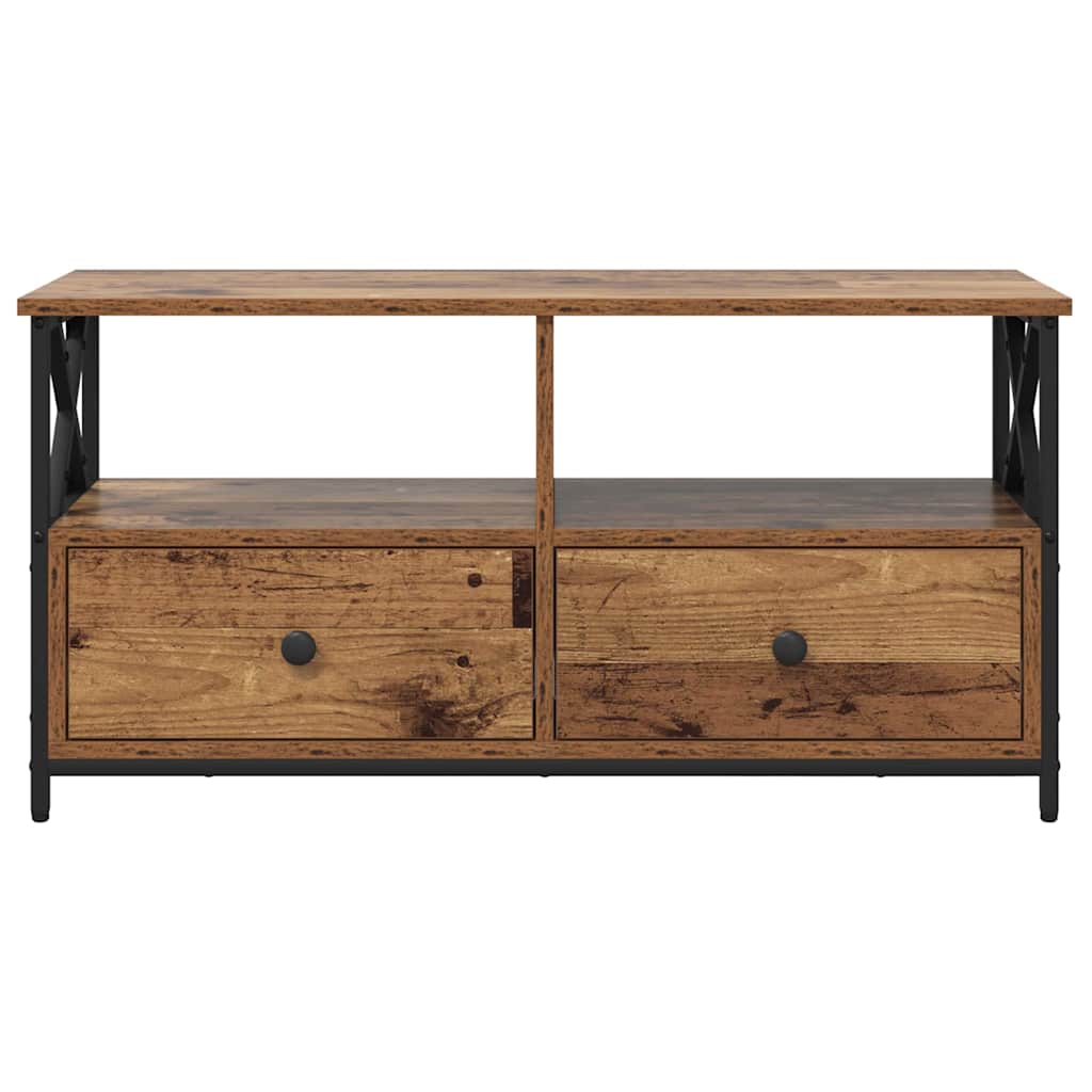 TV-kast Oud Hout 90 x 33 x 45 cm Engineered hout en staal