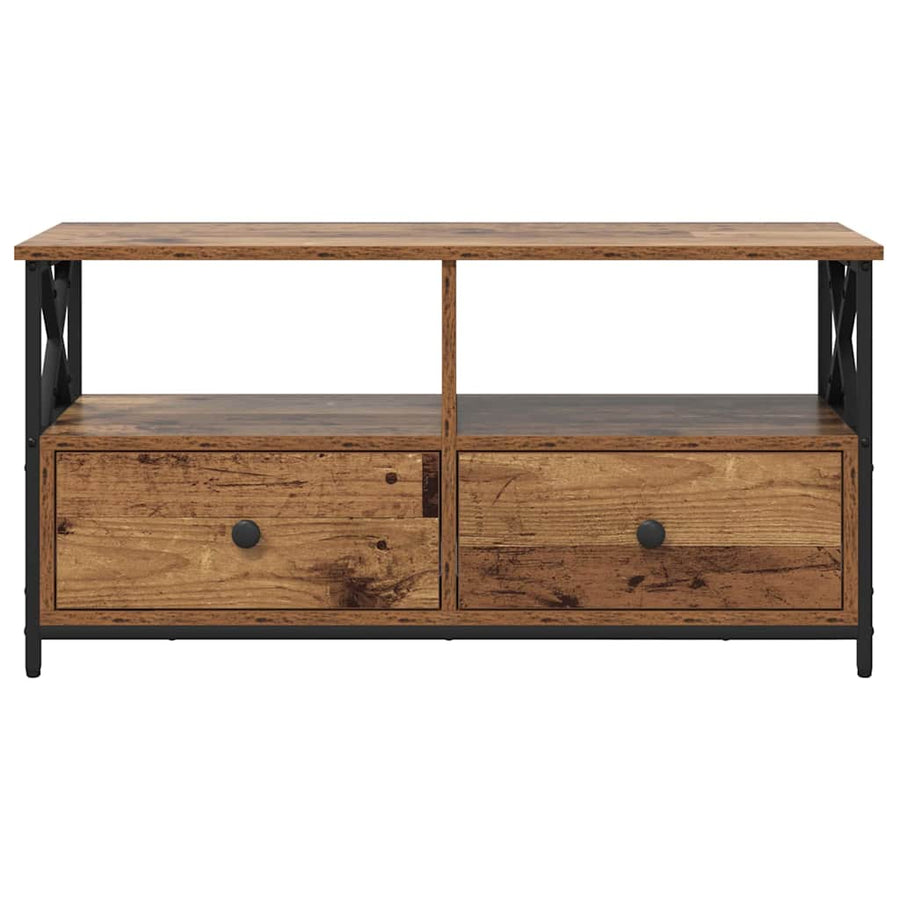 TV-kast Oud Hout 90 x 33 x 45 cm Engineered hout en staal