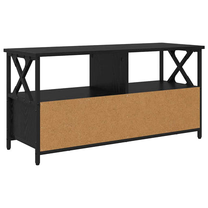 TV-kast Zwart Eiken 90 x 33 x 45 cm Engineered hout en staal