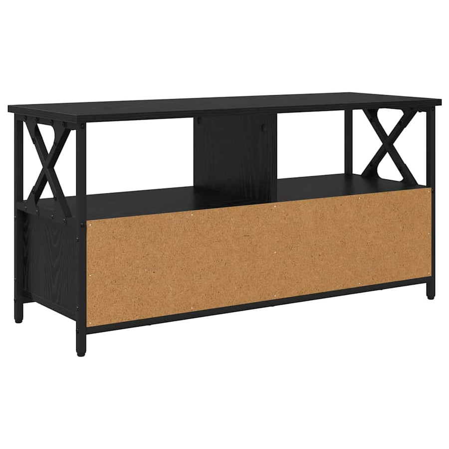TV-kast Zwart Eiken 90 x 33 x 45 cm Engineered hout en staal