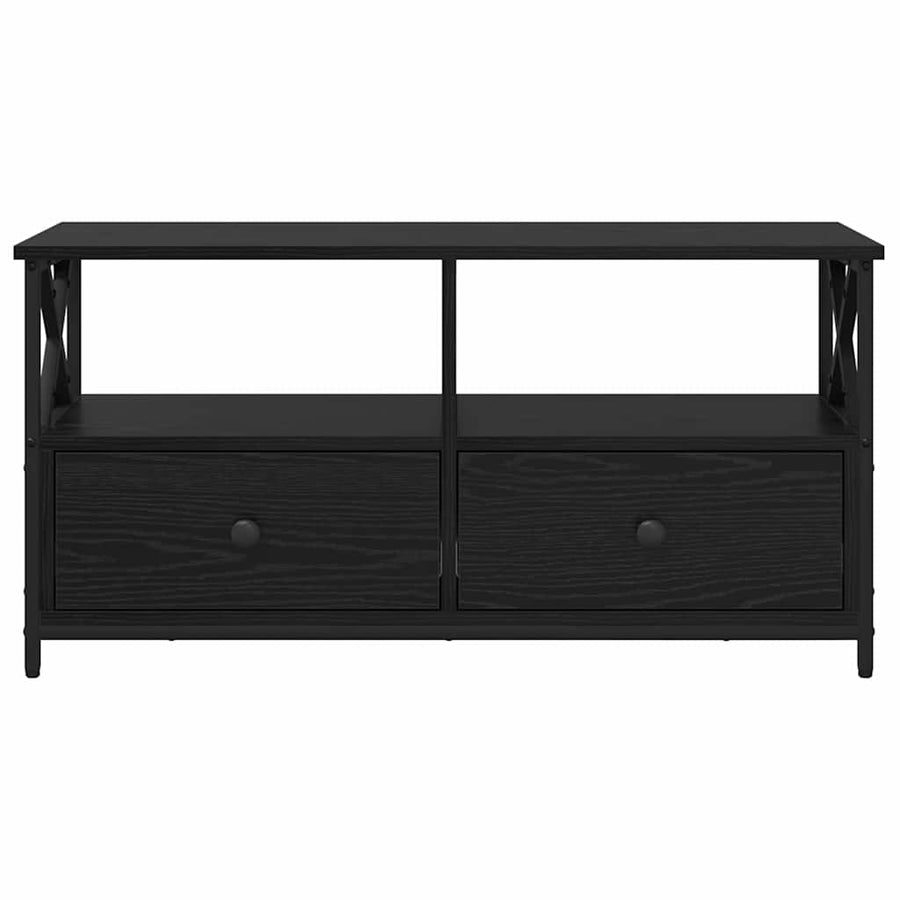 TV-kast Zwart Eiken 90 x 33 x 45 cm Engineered hout en staal