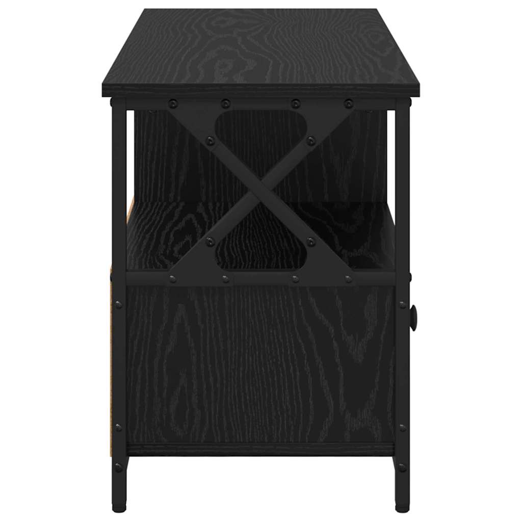 TV-kast Zwart Eiken 90 x 33 x 45 cm Engineered hout en staal
