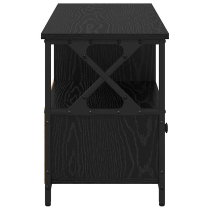 TV-kast Zwart Eiken 90 x 33 x 45 cm Engineered hout en staal