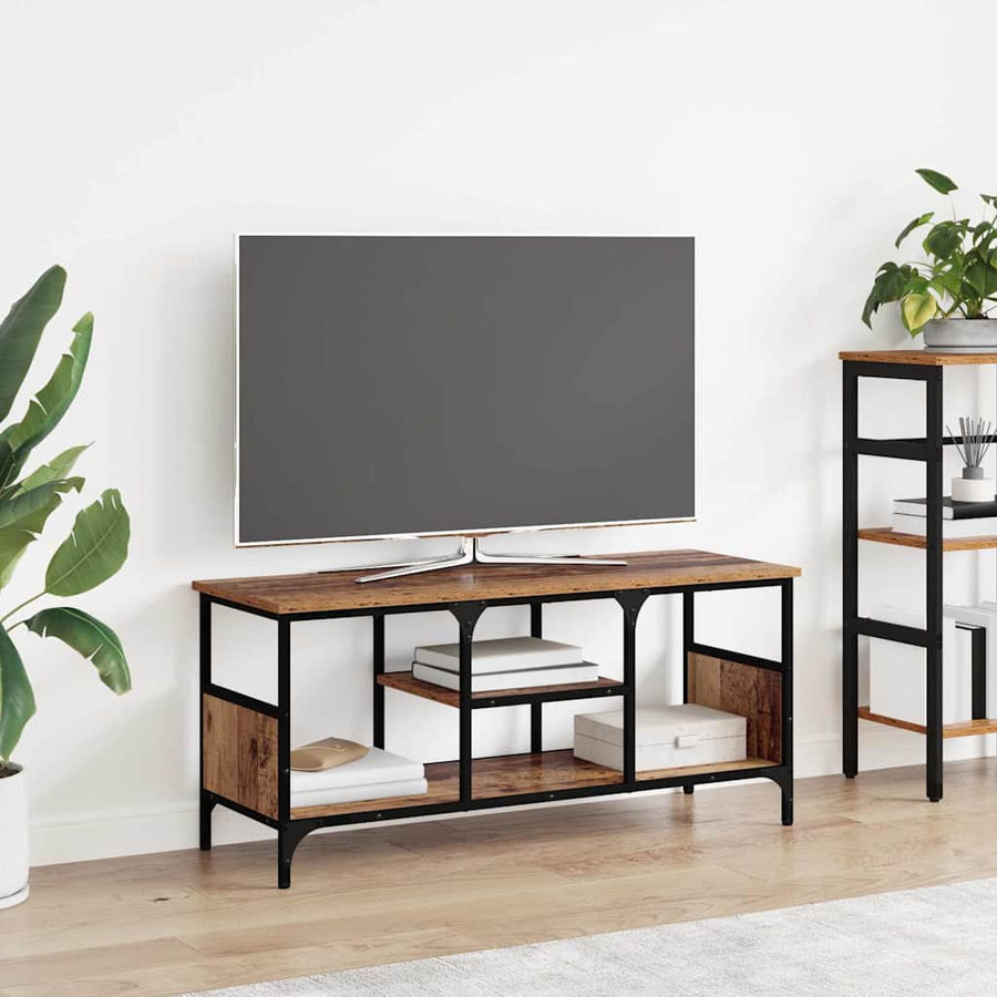 TV-kast Oud Hout 100 x 35 x 45 cm Gemonteerd hout en ijzer