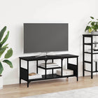 TV Cabinet Black Oak 100 x 35 x 45 cm Assembled wood and iron