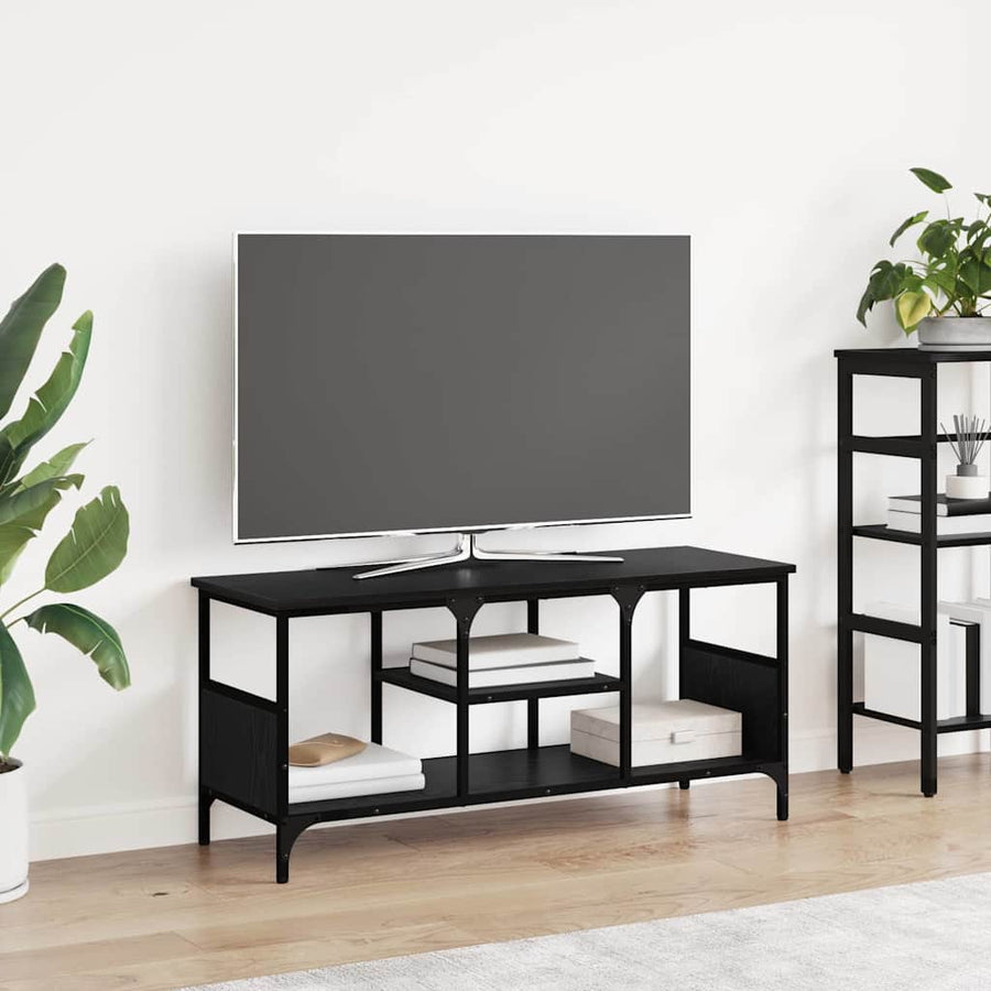 TV-kast Zwart Eiken 100 x 35 x 45 cm Gemonteerd hout en ijzer