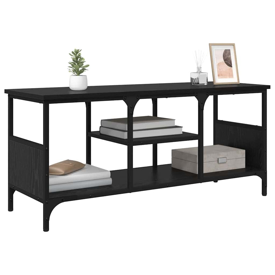 TV-kast Zwart Eiken 100 x 35 x 45 cm Gemonteerd hout en ijzer