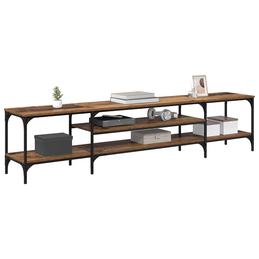 TV-kast Oud Hout 201 x 35 x 45 cm Gemonteerd hout en ijzer