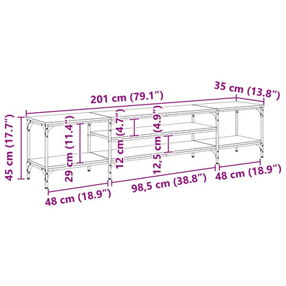 TV-kast Oud Hout 201 x 35 x 45 cm Gemonteerd hout en ijzer