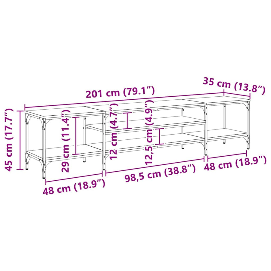 TV-kast Artisan Eiken 201 x 35 x 45 cm Gemonteerd hout en ijzer