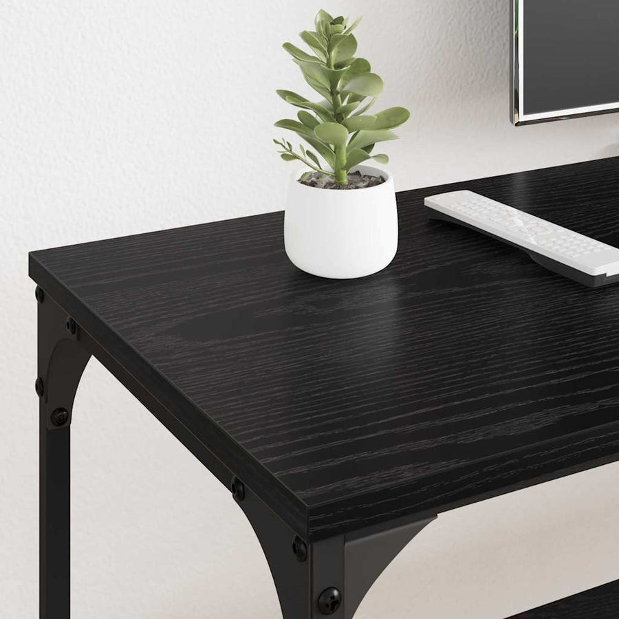 TV-kast Zwart Eiken 201 x 35 x 45 cm Gemonteerd hout en ijzer