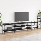 TV-kast 201x35x45 cm bewerkt hout ijzer zwart eiken