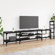 TV-kast 201x35x45 cm bewerkt hout ijzer zwart eiken