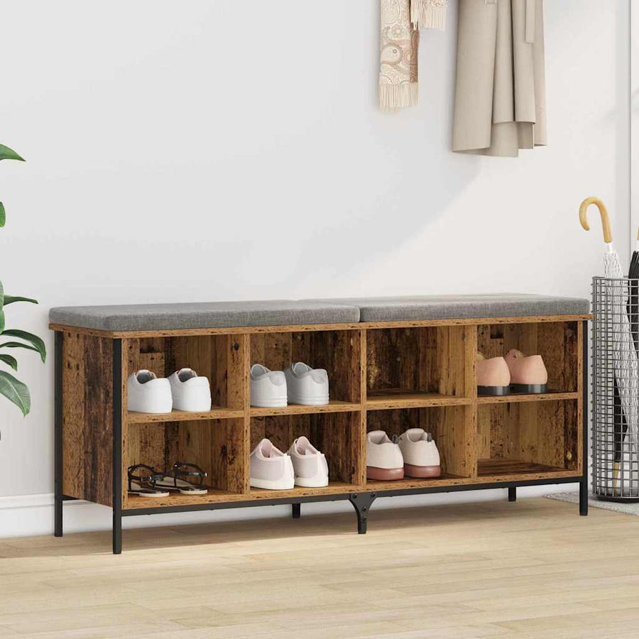 Schoenenkast Oud Hout 131 x 35 x 50 cm Gemonteerd hout en ijzer