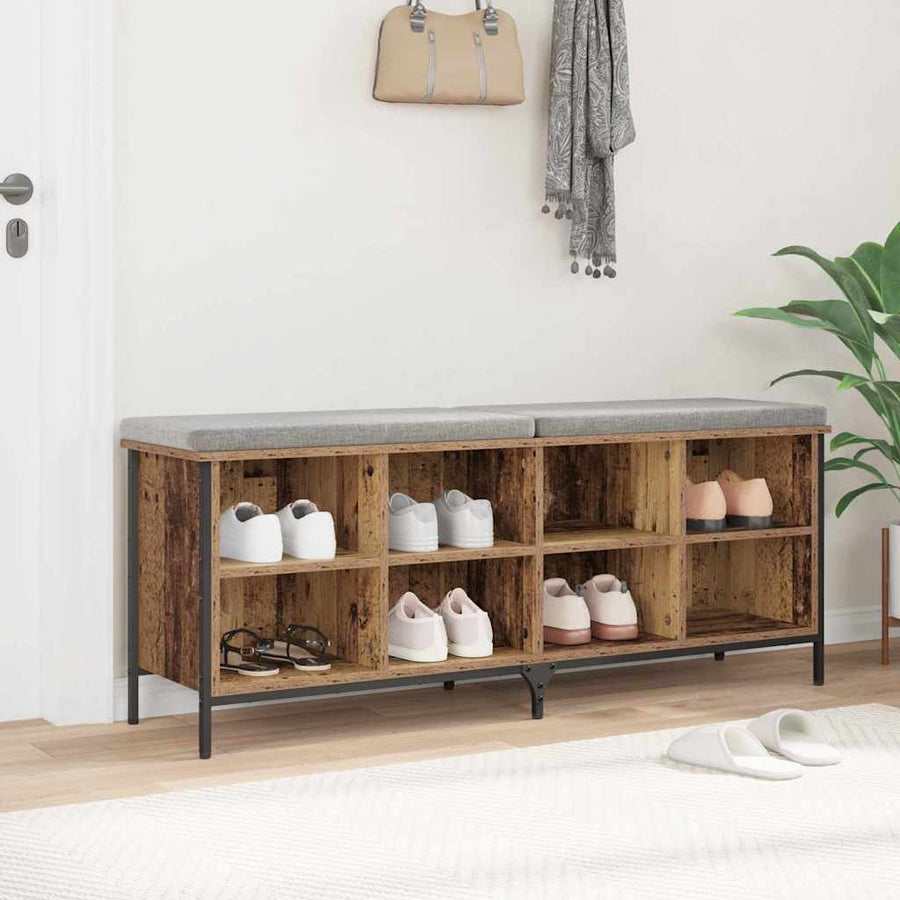 Schoenenkast Oud Hout 131 x 35 x 50 cm Gemonteerd hout en ijzer